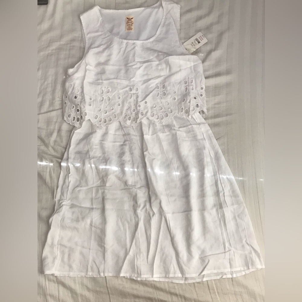 Faded Glory white casual lined rayon/polyester summer dress NWT